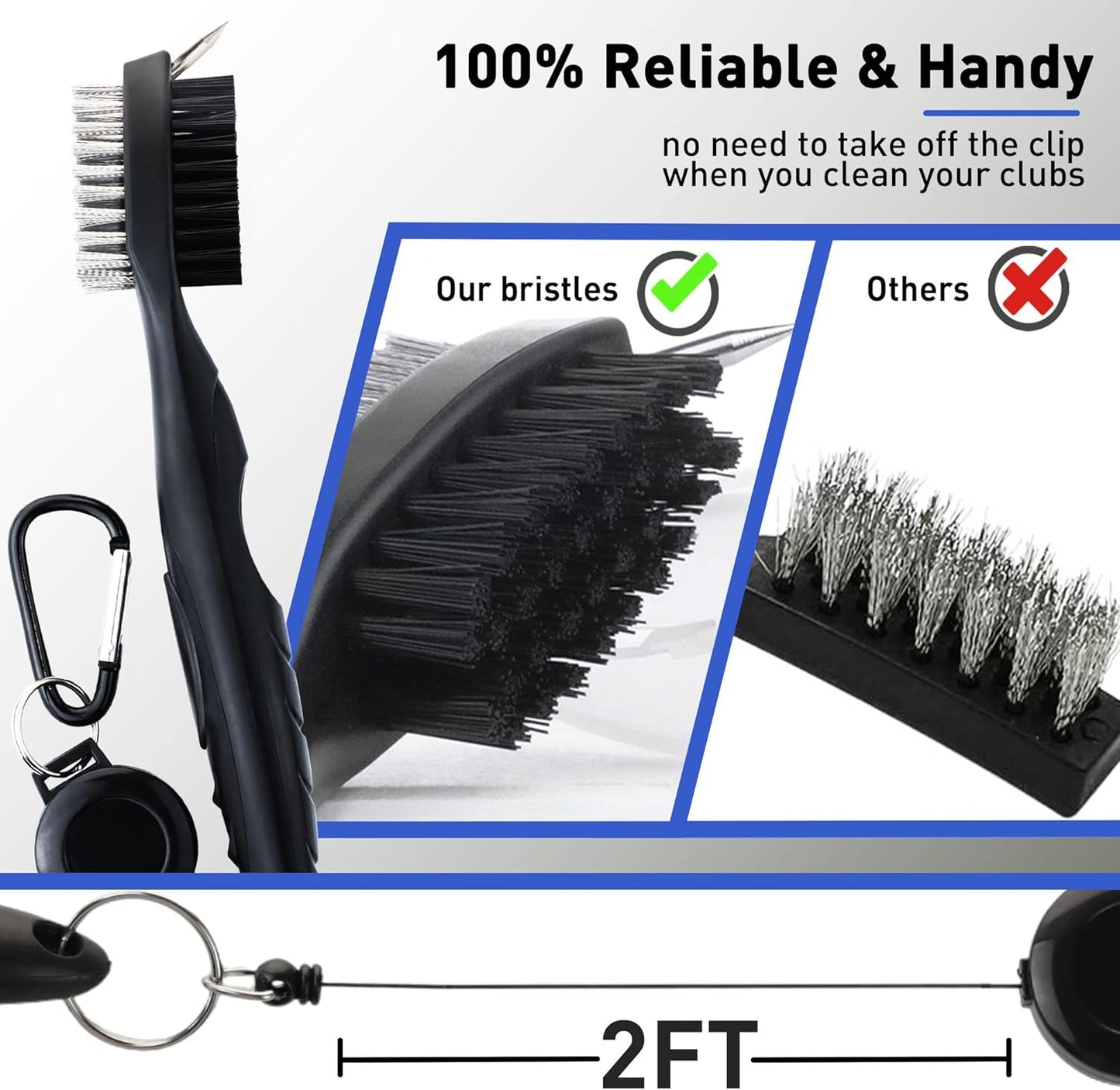 Golf Towel Set Golf Club Cleaning Kit - 3 Microfiber Waffle Pattern Golf Towels & Golf Club Brush Groove Cleaner & Divot Repair Tool Golf Towels for Golf Bags - Golf Accessories for Men & Women